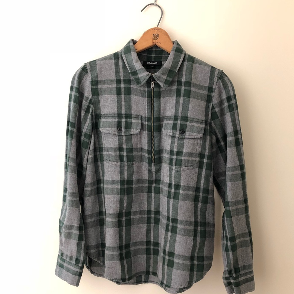 Madewell half zip button down shirt